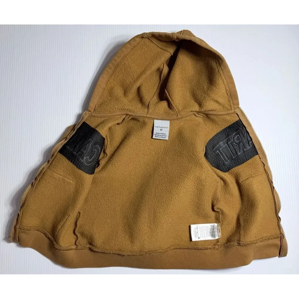 Carhartt Full Zip Hoodie Kid's 2T Sweatshirt Brown Embroidered Logo Pockets